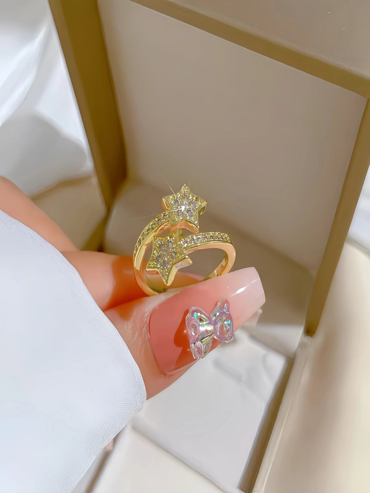 Shiny Zircon Alloy Dutan Gold Classic Ring