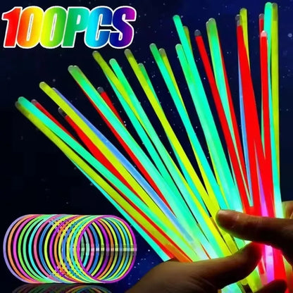 50/100Pcs Fluorescence Multicolor Glowing Stick Wristband