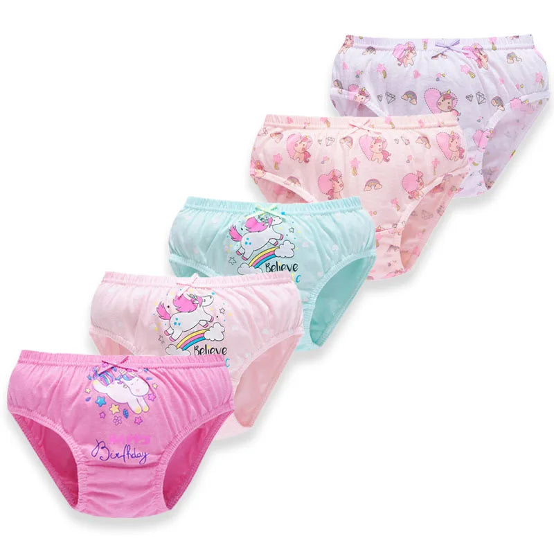 5/20 Pieces Girls Cotton Unicorn Cute Pets Cartoon Triangle Underwear
