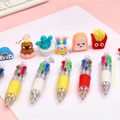 1-30Pcs Cute Cartoon Solid Color Four-Color Pen