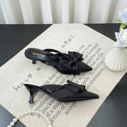 Fairy French Pointed Bow Hollow Slippers