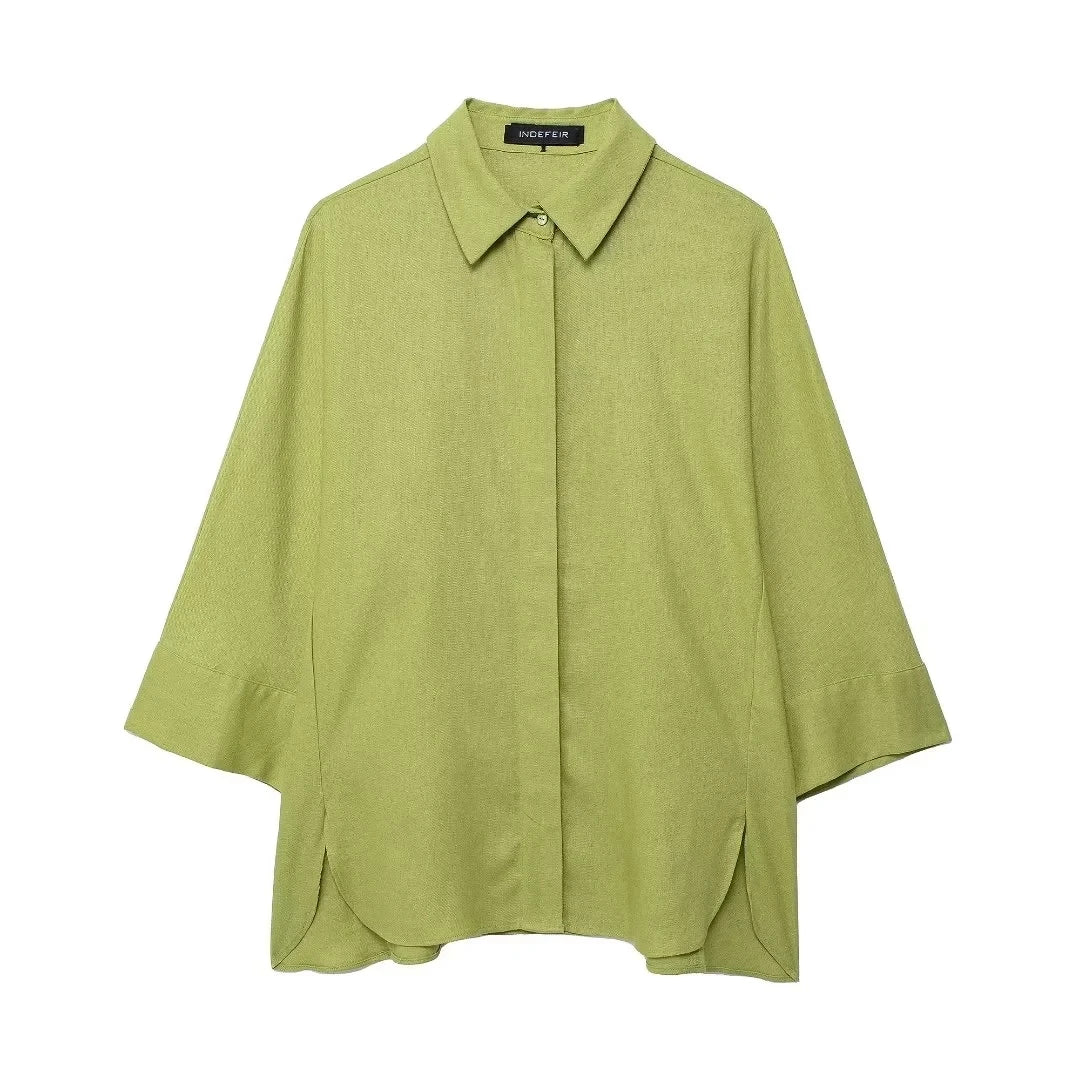 Casual Solid Blouse Pant Sets