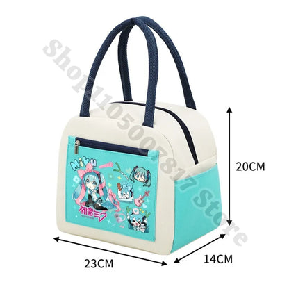 Girl Cartoon Printed Lunch Tote Casual Storage