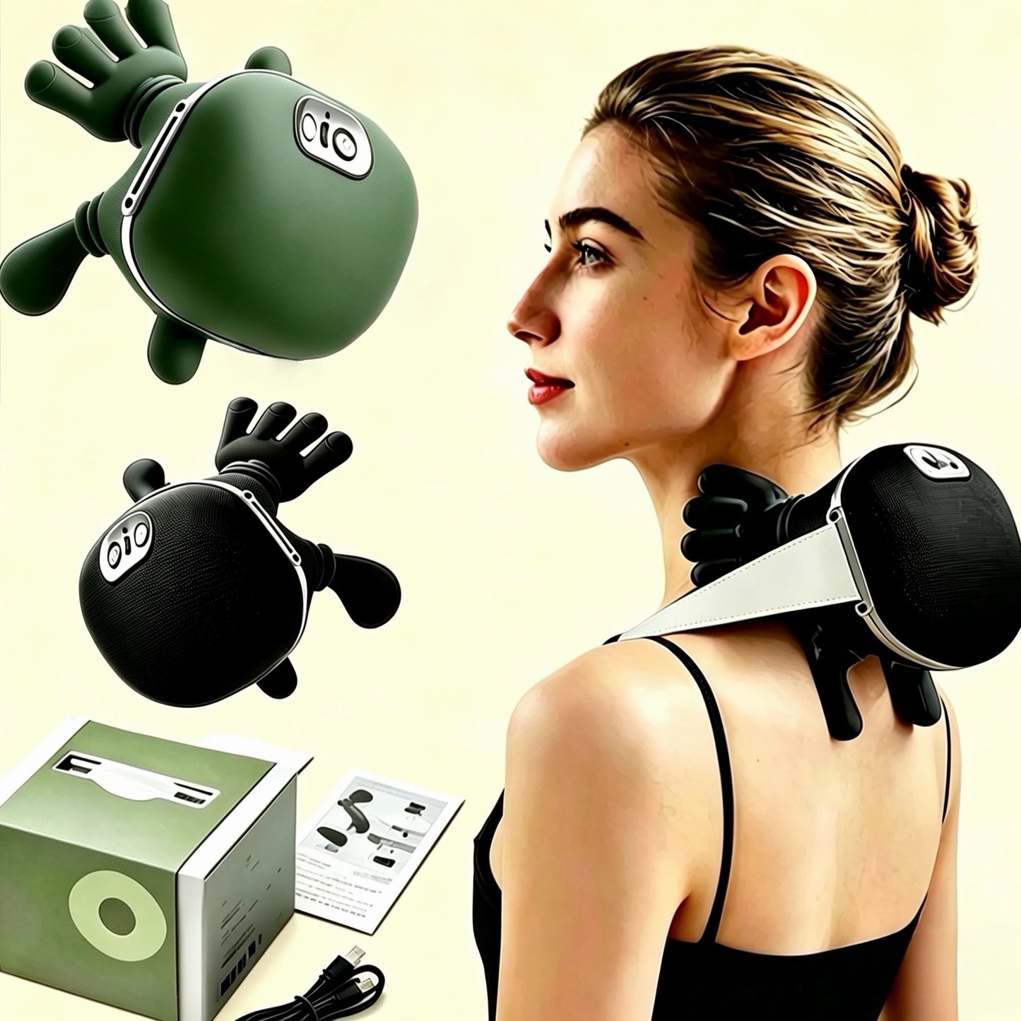 Wireless Neck Cervical Trapezius Kneading Massage Shawl 4D Bionic Finger