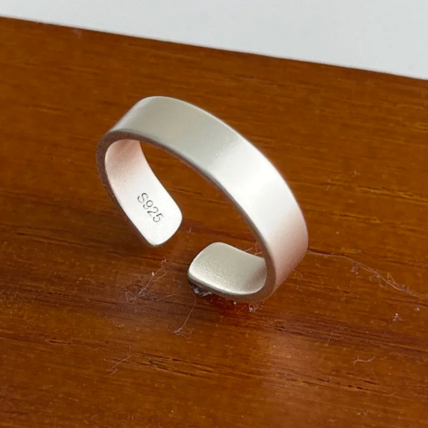 925 Sterling Silver Geometric Wide Sparkling Ring
