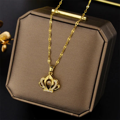 Light Zircon Crystal Stainless Steel Necklaces