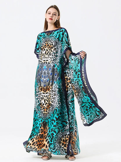 Malaysian Muslim Leopard Print Arabic Long Maxi Dress