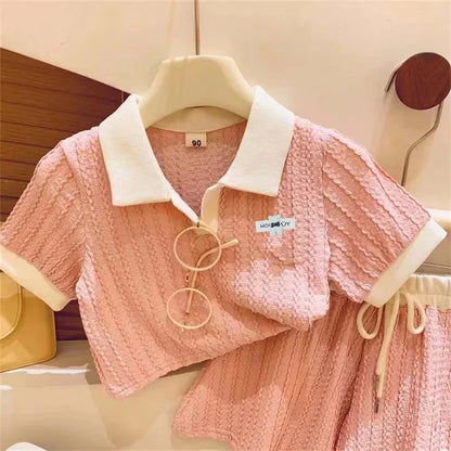Cute Sweet Short Sleeve Casual Suits 2-10Y