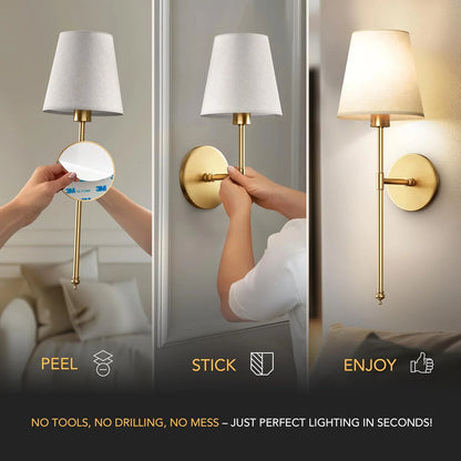 Wireless Battery Powered Wall Lamps Stick-On or Screw Mount