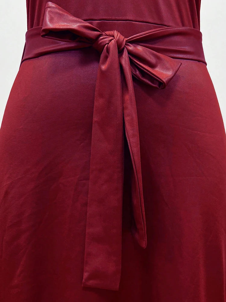Classic Bodycon Lace-up Hip Wrap Buttons Midi Short Dresss