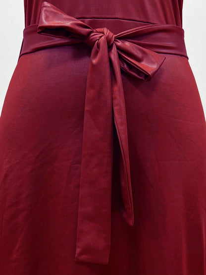 Classic Bodycon Lace-up Hip Wrap Buttons Midi Short Dresss