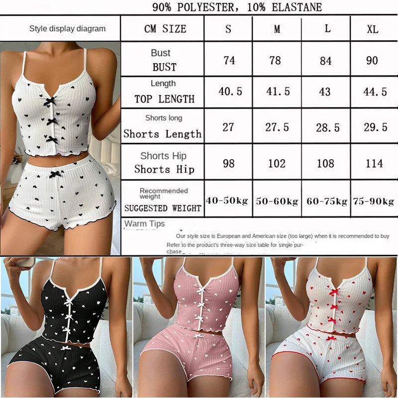 Floral Print Spaghetti Strap V Neck Shorts Sleepwear