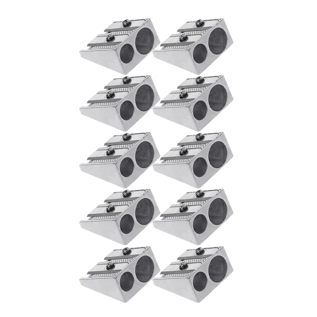 1/10/20Pcs Silver Aluminum Alloy Pencil Sharpener 2-Hole