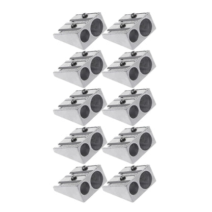 1/10/20Pcs Silver Aluminum Alloy Pencil Sharpener 2-Hole