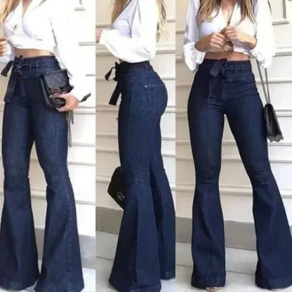 Flare High Waist Fly Flat Slight Strech Jeans