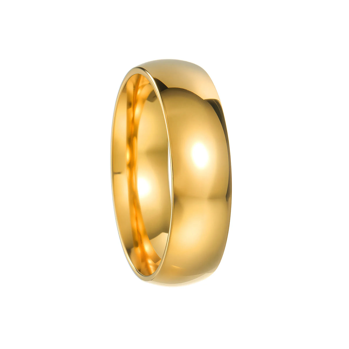 6MM Stainless Steel Classic Gold Rings