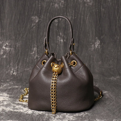 Genuine Leather Chain Crossbody Bag