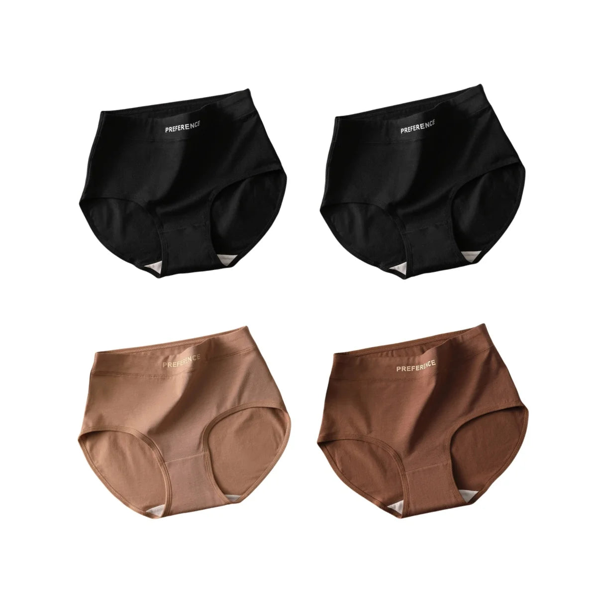 4Pcs/Set High-Waist Cotton Plus Size Lingerie