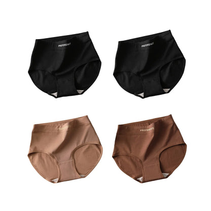 4Pcs/Set High-Waist Cotton Plus Size Lingerie