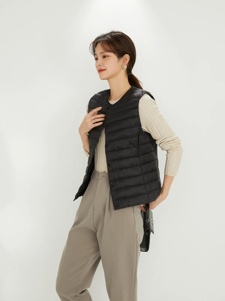 Matt Fabric Warm Vests Ultra Light Down Vest