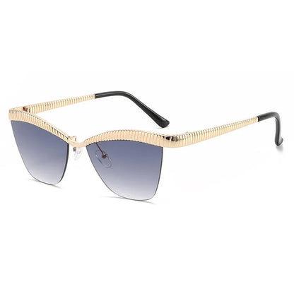 Alloy Eyebrow Half Frame Cat Eye Sunglasses