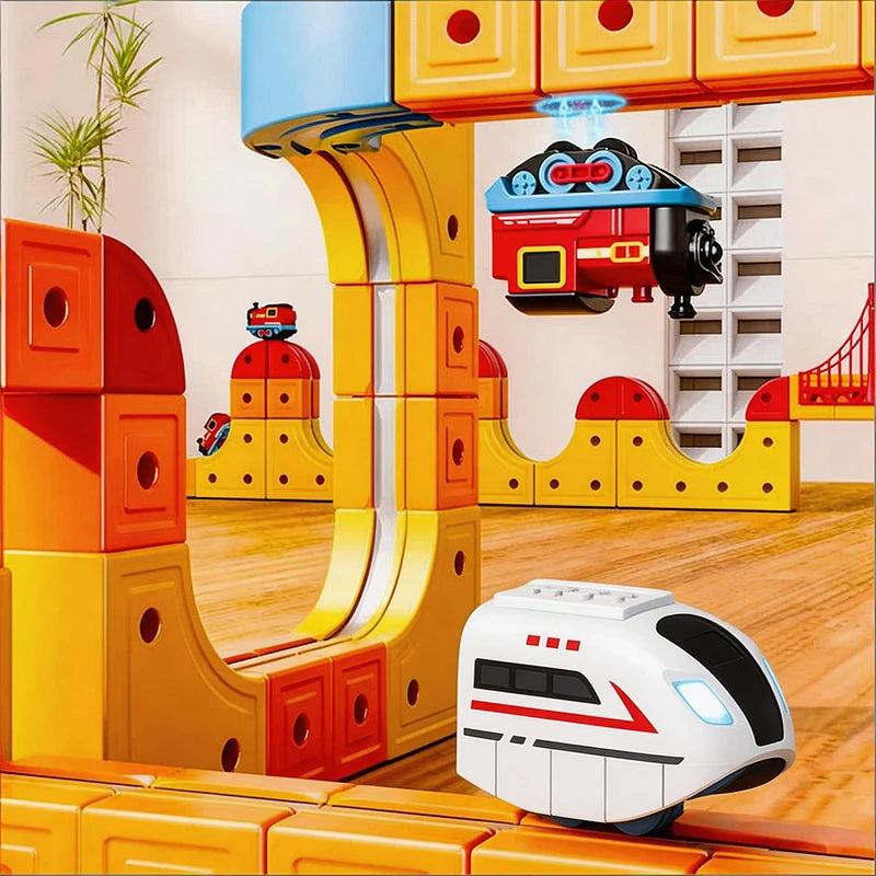 Magnetic Track Electric Train Anti-gravity Kids Magic Cube Car Railway Toy