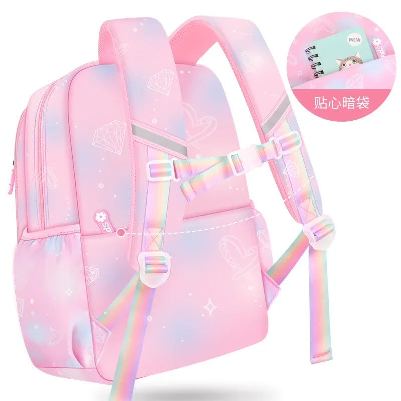 Pink Princess Schoolbag Students Large Capacity