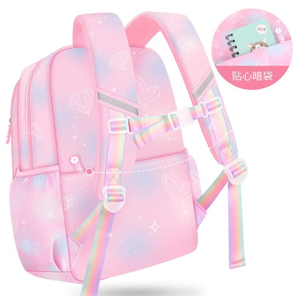 Pink Princess Schoolbag Students Large Capacity