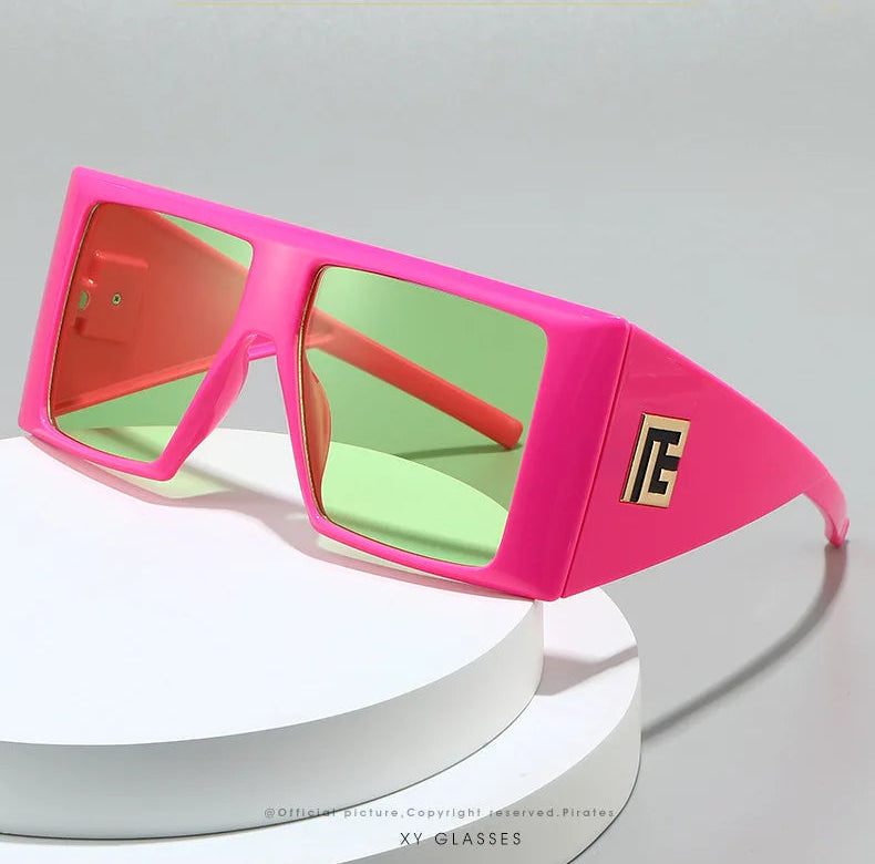 Unique Shield Shaped Square Oversized Sunglasses