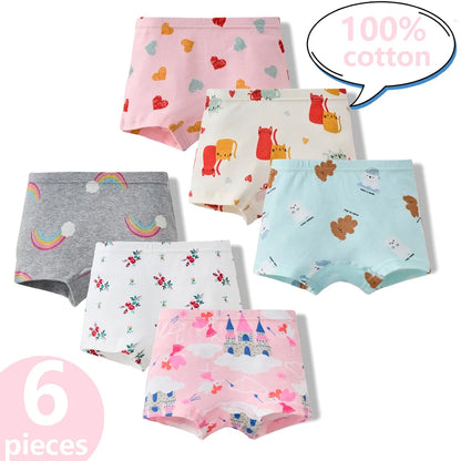 3/6 Pcs 100% Cotton Pretty Cartoon Boxer Set