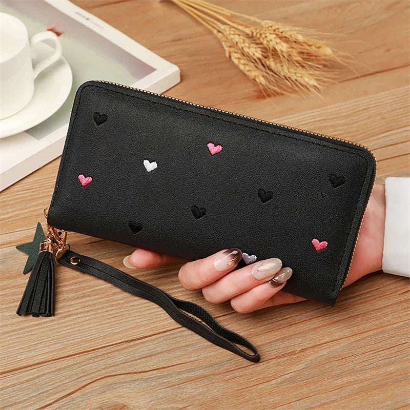 Long Luxury Love Heart Card Holder Wallet