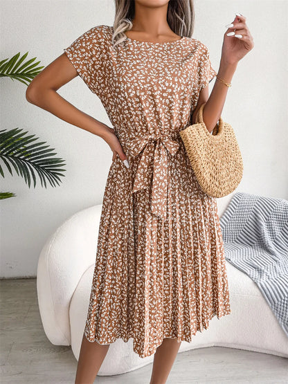 Short Sleeve High Waist Dress