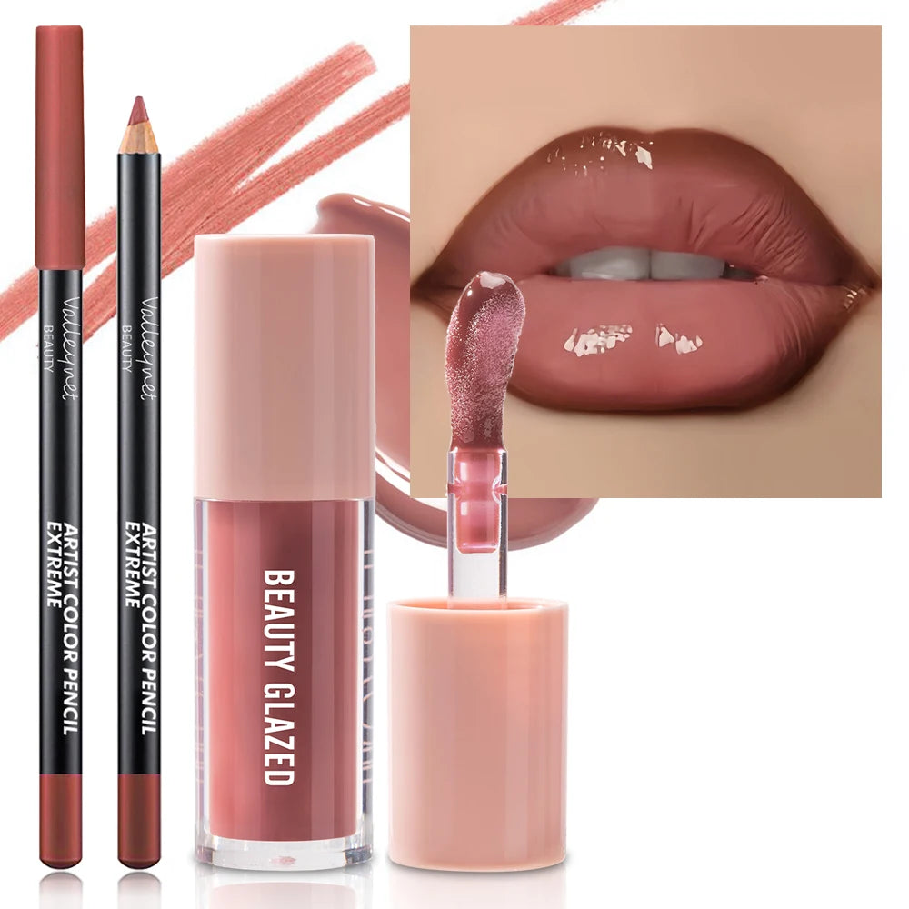 2pcs/Set Velvet Texture Lip Makeup Matte Effect Lip Makeup