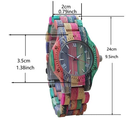 Elegant Colorful Bamboo Wooden Quartz Wood Wristwatches