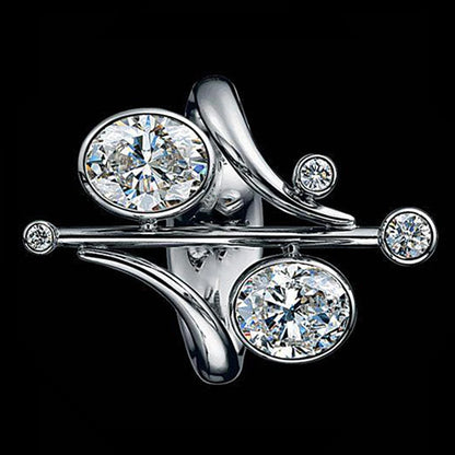 925 Silver Classic Geometric Zircon Oval Zircon Ring