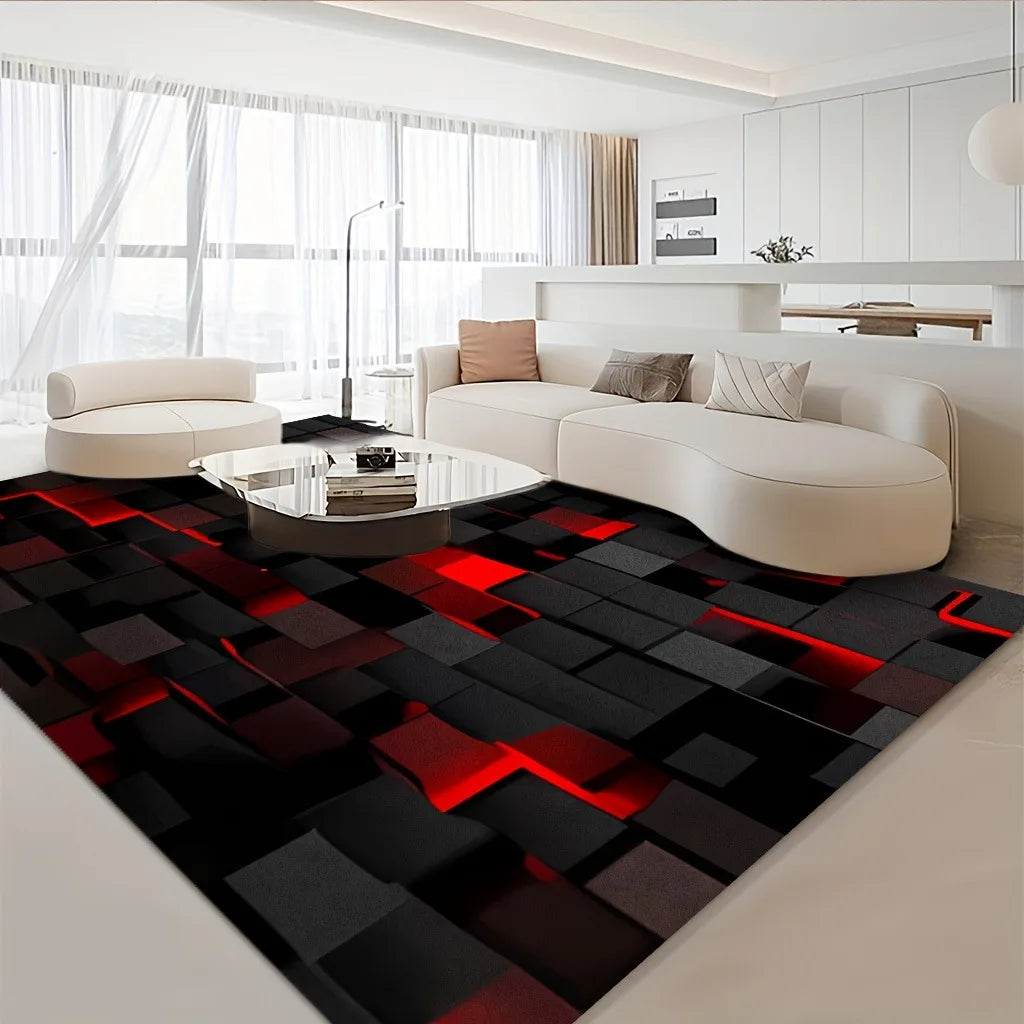 3D Visual Geometry Art Carpet Soft Flannel Rug