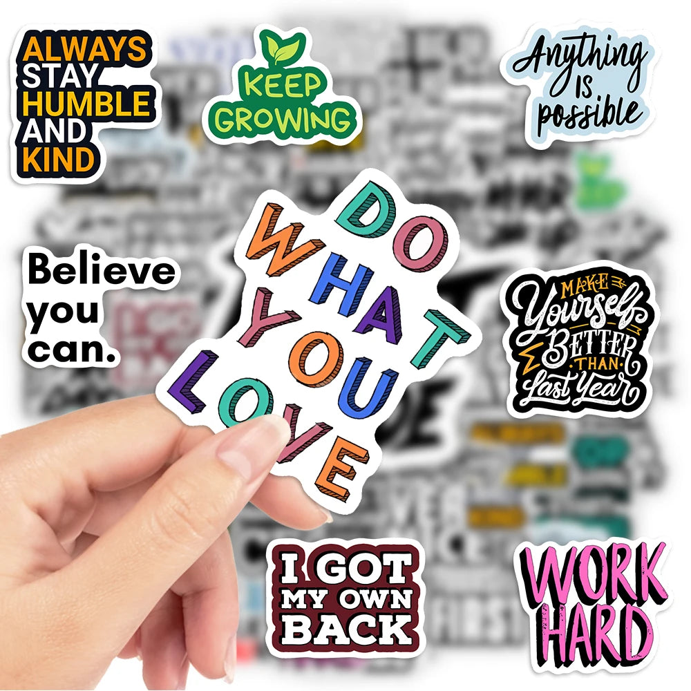 Inspirational Phrases Stickers Positive Mindset Energy DIY Gift Decal for Laptop Phone Scrapbook