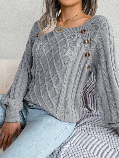 Casual Square Collar Long Sleeve Sweaters