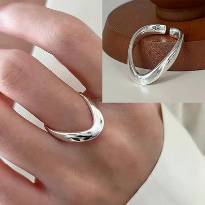 925 Sterling Silver Open Pearl Smile Stackable Finger Ring