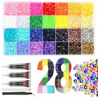 28 grid 3/4/5mm mixed color Jelly/resin drill rhinestone se