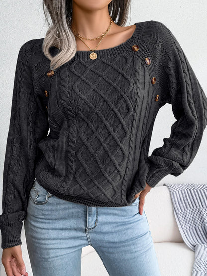 Casual Square Collar Long Sleeve Sweaters