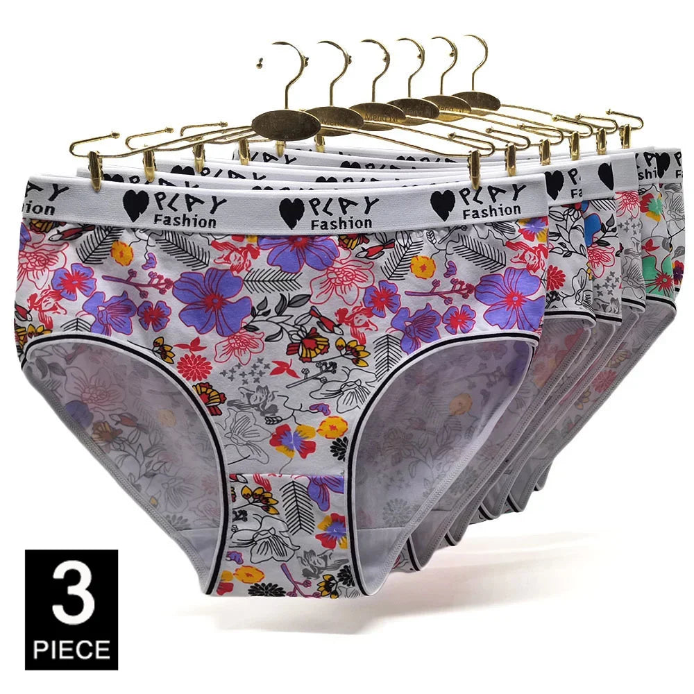 Cotton Underwear Plus Size Briefs Knickers Lady Lingerie 3 Pieces/Lot