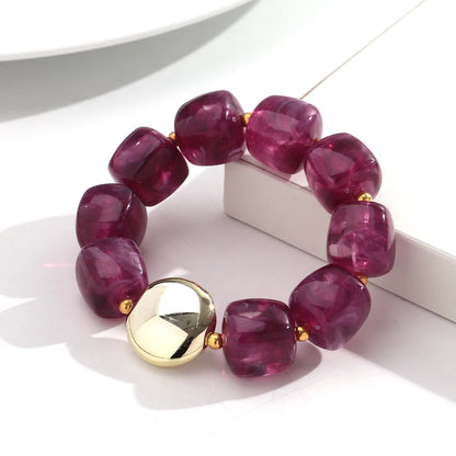 Colorful Acrylic Square Beads Elastic Bracelets