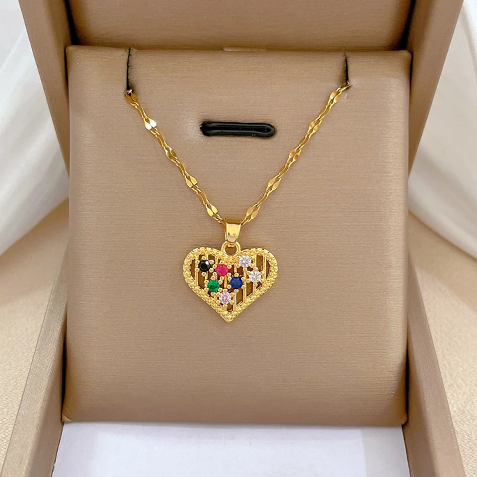 Heart Stainless Steel Zirconia Necklaces
