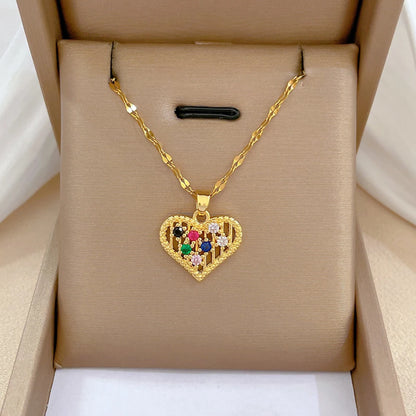 Heart Stainless Steel Zirconia Necklaces