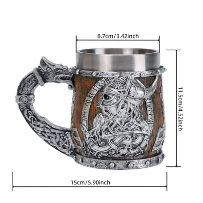 Viking Stainless Steel Nordic Barrel Dragon Boat Beer Mug