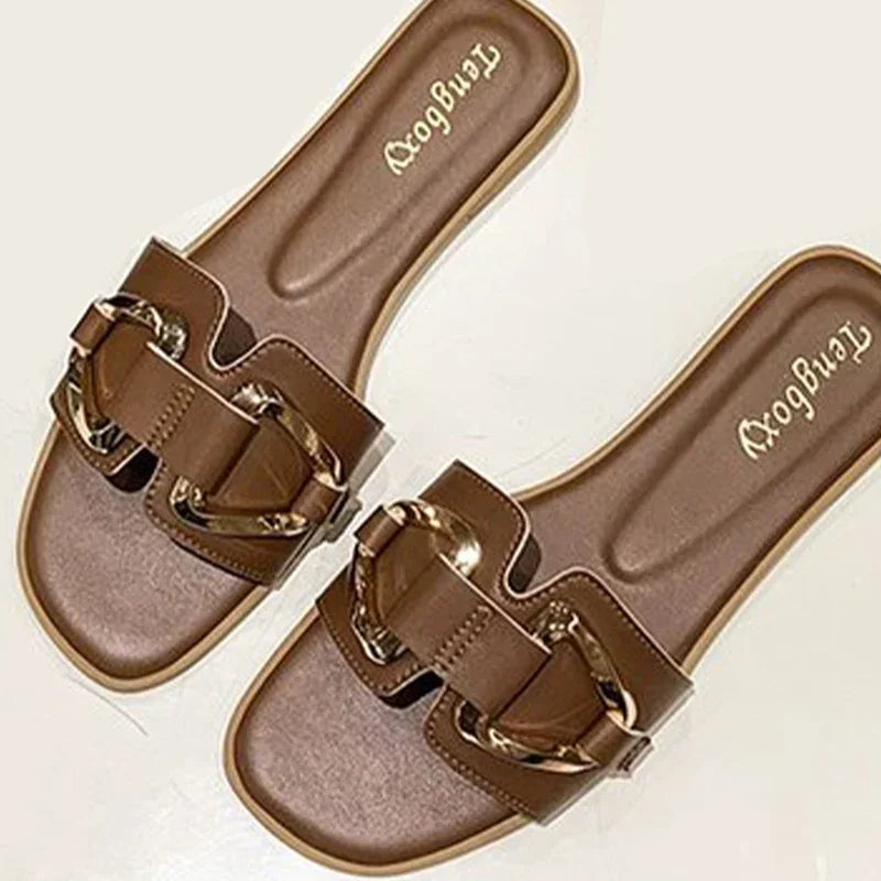 DANA Metal Decor Single Band Flat Sandals