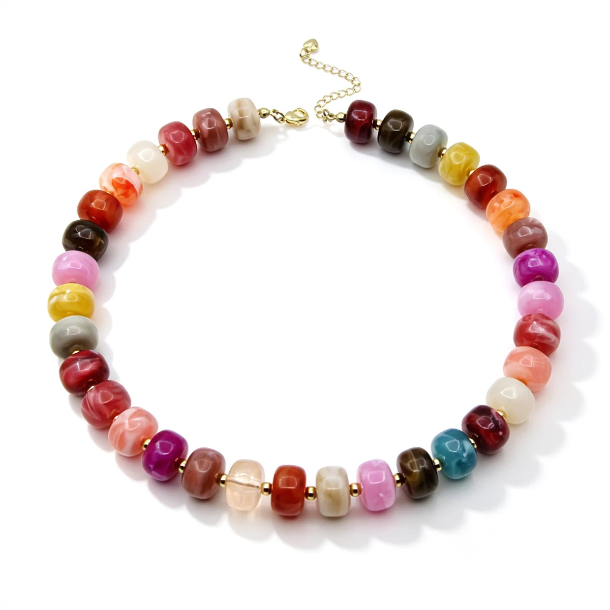 Chunky Beaded Statement Choker Boho Colorful Resin Necklaces