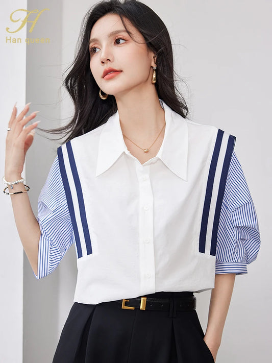 Korean Tops Chiffon Short Sleeve Shirts