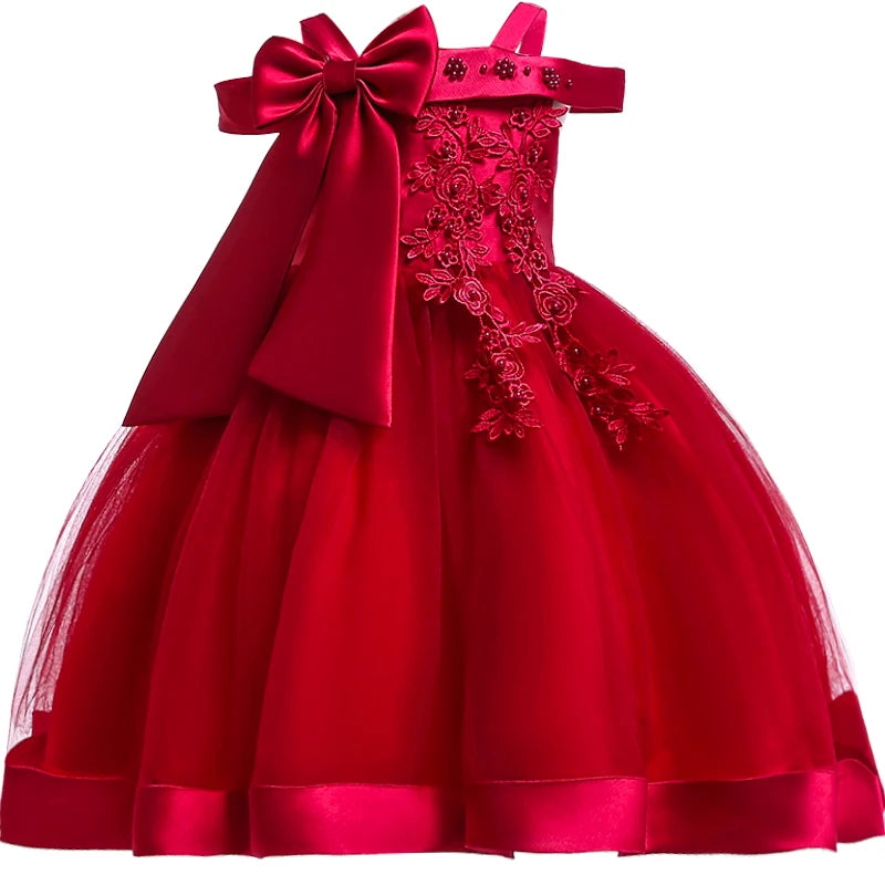 3-10 Years Flower Elegant Wedding Dress